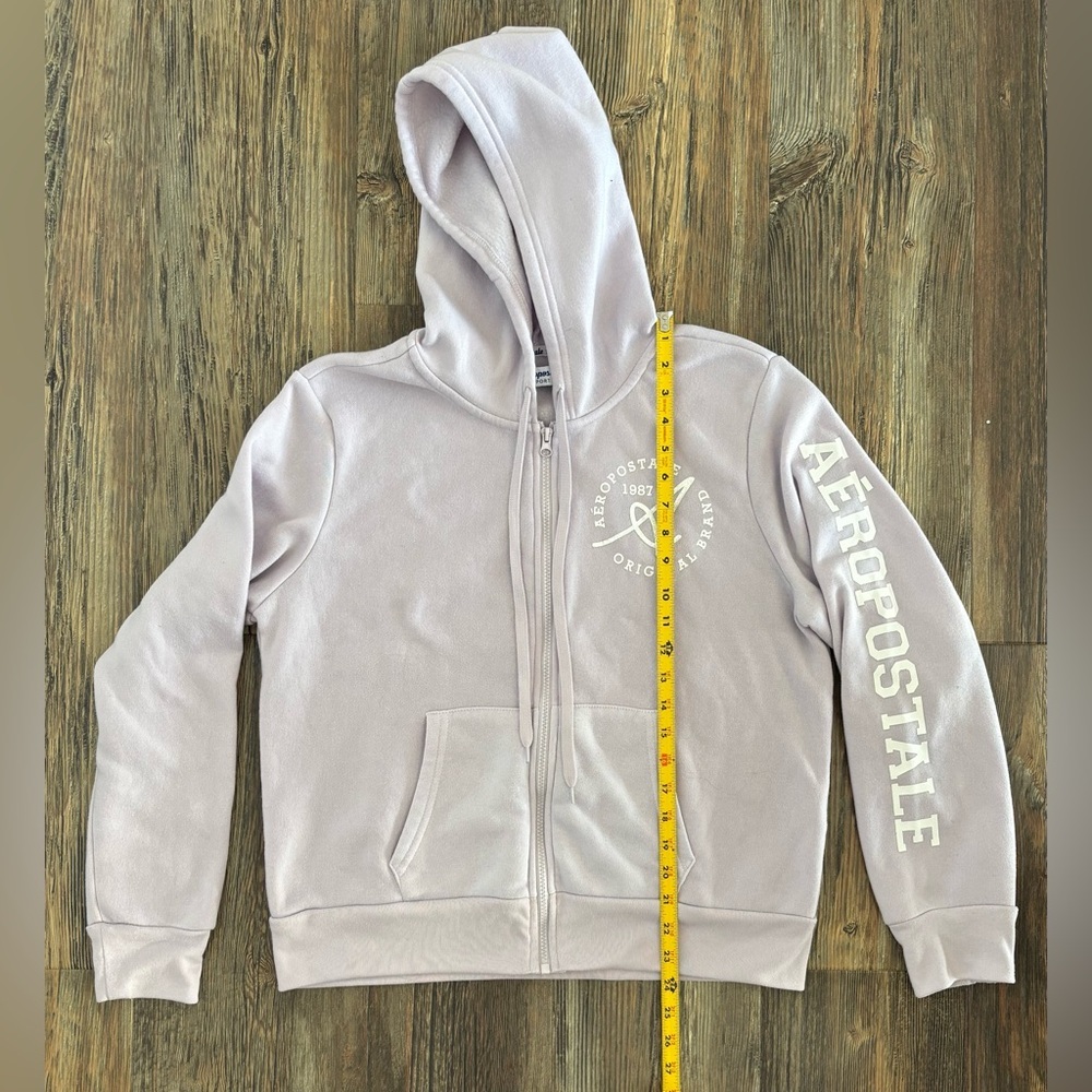 Aeropostale Sport Hoodie Womens Juniors XL Full Zip Lt Purple Hooded Sweatshirt - Picture 7 of 12
